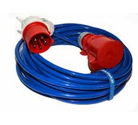 Rallonge PUR bleue H07BQ-F 5x2,5 mm² connecteur coudé 400V 16A IP44 5-50m
