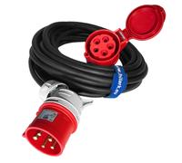 Rallonge PVC H05VV-F 5x2,5 mm² connecteur coudé 16A 400V IP44 5-50m