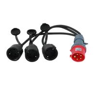 Rallonge répartiteur de caravane avec 3 prises Schuko, fiche CEE pour l'extérieur IP44, fiche 16 A vers prise CEE 3 x 230 V, 3 x 1,5 mm² câble en caoutchouc de 0,5 m, TEF-UC1061