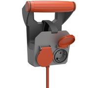 REV Rallonge RollON avec Double Prise, IP44, 3680 W, 10 m, Support Mural, Orange