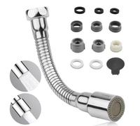 Rallonge Robinet avec 2 Modes 17cm,Flexible Embout Robinet Cuisine,fonction pivotante à 360°, anti-explosion et inoxydable,Rallonge Robinet de Cuisine,Aérateur Robinet Cuisine(2 modes, 17 cm)
