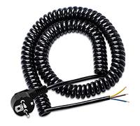 Rallonge spirale contact de protection 250V / 16A, câble spiralé KEAGAR 3 conducteurs, extensible de 0,75 m à 2 m, rallonge avec fiche spiralée contact de protection, IP20 utilisation intérieure, noir