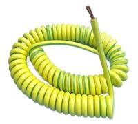 Rallonge spiralée, 1 câble en spirale à ressort en spirale jaune-vert, fil de terre à noyau unique 20/18/17/15/13/11/9/7 AWG, câble rétractable en fil de cuivre extensible de 1/2/3/4/5 mètres (2