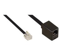 Rallonge téléphone modulaire - InLine® - RJ12 Mâle/Femelle - 2m - Câble plat 6-core - Noir