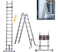 Rallonge télescopique 5 m, 2,5 m + 2,5 m, légère et portable, multifonction, pour la maison, le bricolage, tige télescopique réglable pour un accès et un nettoyage faciles