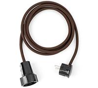 Rallonge textile marron de 5 m avec fiche coudée Schuko et raccord en Duroplast (aspect bakélite)
