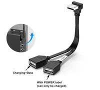 Rallonge USB 1 à 2 coudes pour ordinateur, 65W, charge rapide, câble de données plat, 10/20cm, pour téléphone portable, voiture, extenseur, séparateur Carplay-20cm-Upward bend