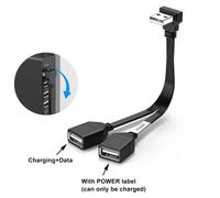 Rallonge USB 1 à 2 coudes pour ordinateur, 65W, charge rapide, câble de données plat, 10/20cm, pour téléphone portable, voiture, extenseur, séparateur Carplay-20cm-Downward bend