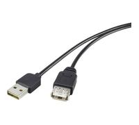 Rallonge USB 2.0 - RENKFORCE - 1,80 m - USB Type A mâle ↔ femelle - Connecteur réversible - Noir