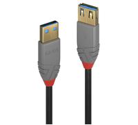 Rallonge USB 3.0 type A - LINDY - Anthra Line - 0.5m - Double blindage - Connecteurs plaqués or