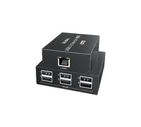 Rallonge USB sur Ethernet 61 m USB 2.0 HUB 6 ports RJ45 Cat5e/6 jusqu'à 480 Mbps Plug & Play pour appareil photo USB, écrans tactiles, lecteur USB, disque dur PC, Windows, MacOS, Android