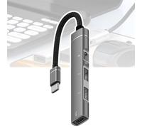 Rallonge USB Typec vers USB, hub en alliage d'aluminium, un à quatre, convertisseur de port C, avec base de charge PD, corps en métal, bonne texture, facile à transporter