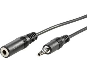 Rallonge Value 11.99.4355 Jack audio [1x Jack mâle 3.5 mm - 1x Jack femelle 3.5 mm] 5.00 m noir blindé