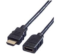 Rallonge Value HDMI Fiche mâle HDMI-A, Prise femelle HDMI-A 1.00 m noir 11.99.5574 4K UHD, blindé Câble HDMI