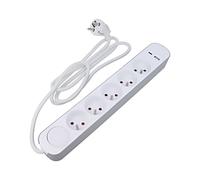 Rallonge W-30003 3x1mm² douilles Schuko : 7 PVC blanc 1,5m 16A PLASTROL