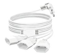 Rallonges Alimentation Euro 3 en 1 90°Rallonge Câble Plate Câble D'extension Euro Prise Câble d'alimentation Plat Blanc 3M 250 V/2,5 A pour TV PC Ordinateur Moniteur Lampe Beamer