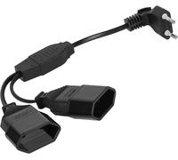 rallonges d'alimentation,30cm 2 en 1 Câble d'extension de Prise d'extension EU,0,75 mm² Max. 2.5A/250V Fiche Euro vers Prise Euro pour Ordinateur,TV,PC,Noir.[Y25]