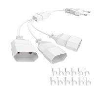rallonges d'alimentation, 30cm 3 en 1 Câble d'extension de Prise d'extension EU, 0,75 mm² Max. 2.5A/250V Fiche Euro vers Prise Euro pour Ordinateur, TV, PC, Blanc