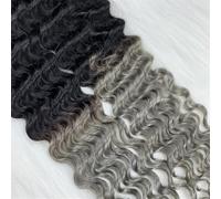 rallonges de ruban Human Hair Extensions 18Inches Tape in Remy Curly Hair Bundles For Women 40G Extensions de cheveux(T1Grey)