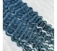 rallonges de ruban Human Hair Extensions 18Inches Tape in Remy Curly Hair Bundles For Women 40G Extensions de cheveux(Blue)