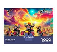 Rallye Moto 1000 Pièces Puzzle Unique Décoration Moderne Three Ride à Motors Puzzle Jouets De Jeu pour Adultes 70x50cm/1000pcs