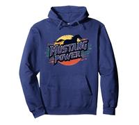 Rallye Stampede Mustang Power School Spirit rétro au Coucher du Soleil Sweat à Capuche, Unisexe pour Adultes, Bleu Marine, S