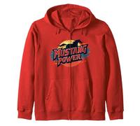 Rallye Stampede Mustang Power School Spirit rétro au Coucher du Soleil Sweat à Capuche, Unisexe pour Adultes, Rouge, XXL