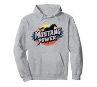 Rallye Stampede Mustang Power School Spirit rétro au Coucher du Soleil Sweat à Capuche, Unisexe pour Adultes, Gris Chiné, L