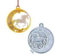 Ralondbey Moule en résine époxy, moule en silicone pour moulage, pendentif rond, arbre de Noël, décoration de cheval, moule de fabrication de bijoux, accessoires artisanaux
