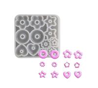 Ralondbey Moule en résine époxy Moules en silicone pour coulée en silicone moules pour porte-clés bijoux en résine cœur étoile fleur boucles d'oreilles moules en résine époxy accessoires pour la