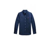 Ralph Lauren - Chemise en Lin Boutonnée Coupe Sur Mesure - Homme - Chemises - Bleu - Taille: 2XL