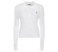 Ralph Lauren, Femme, Pulls, Blanc, Taille: 36 FR Gilet en coton crocheté Big Pony