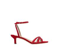 Ralph Lauren - Kendyl Kitten-Heel Suede Sandal - Femme - Chaussures - Rouge - Taille: 36 EU