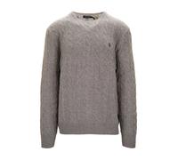Vêtements Polo Ralph Lauren Pull col rond en laine et cashmere cablé pour Homme S Gris