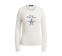 Ralph Lauren - Pull en maille torsadée à écusson brodé - Femme - Pulls - Blanc - Taille: 42 FR