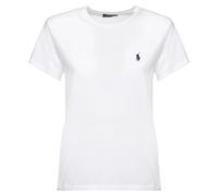 Ralph Lauren - T-shirt classique en coton à col rond - Femme - Tops - Blanc - Taille: 42 FR