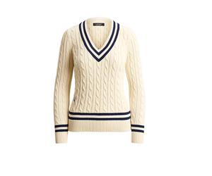 Ralph Lauren - Vesta V-neck Tricots - Femme - Pulls - Beige - Taille: 44 FR