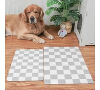 Ralxion Tapis d'alimentation à carreaux pour chien, tapis absorbant pour gamelle d'eau et de nourriture pour chien, distributeur, mangeoire, rétro esthétique, motif damier, gris, 40,6 x 61 cm