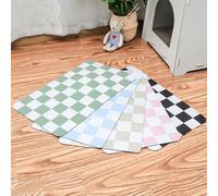 Ralxion Tapis d'alimentation à Carreaux pour Chien, Tapis Absorbant pour gamelle d'eau et de Nourriture pour Chien, Chat, Chiot - Rétro Moderne - Esthétique - Vert Sauge - 30,5 x 48,3 cm