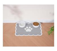 Ralxion Tapis d'alimentation festonné pour chien, tapis absorbant pour gamelle d'eau et de nourriture pour chien, distributeur, joli et élégant, set de table festonné gris pour chiens, chats, chiots,