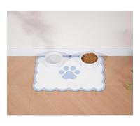 Ralxion Tapis d'alimentation festonné pour chien, tapis absorbant pour gamelle d'eau et de nourriture pour chien, distributeur, joli et élégant, set de table festonné bleu eau pour chiens, chats,