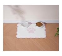 Ralxion Tapis d'alimentation festonné pour chien, tapis absorbant pour gamelle d'eau et de nourriture pour chien, distributeur, mignon, élégant, esthétique, napperon festonné rose pastel pour chiens