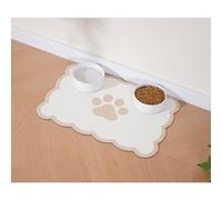 Ralxion Tapis d'alimentation festonné pour chien, tapis absorbant pour gamelle d'eau et de nourriture pour chien, distributeur, mignon, élégant, esthétique, kaki, beige, set de table festonné pour