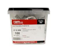 RAM - Attache pour câble électrique - 100 attaches pontet pour câbles et conduits Ø16 mm -
