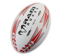 RAM Ballon de rugby Squad Trainer - Ballon d’entraînement de rugby - Tailles 5-3 - Rouge - cousu à la main - 3 plis - Adhérence 3D pour passes et réceptions parfaites. , 2032, Red, 4