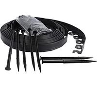 Ram® Bordure de pelouse en Plastique Souple avec 40 piquets de Fixation Noir 10 m