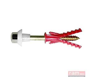 RAM CHEVILLES ET FIXATIONS - 2 Chevilles RC 8 , 2 écrous borgnes laiton nickelé 2 vis à deux filets laiton