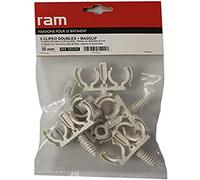 Ram - Clipeo Double Collier-Cheville avec Bagclip pour Tube Multicouche, 20mm, Blanc, Sachet de 5