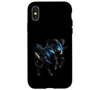 Ram de Moto robotique avec Armure Bleue et Style futuriste Coque pour iPhone X/XS