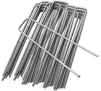Ram® Lot de 100 piquets à Gazon en Forme de U en Forme de U en Acier galvanisé Argenté 15,2 cm